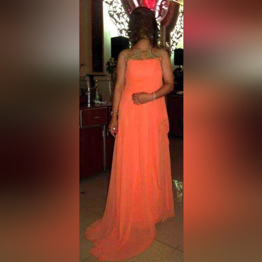 Vintage Orange Maxi Gown for Weddings - Picture 3 of 3
